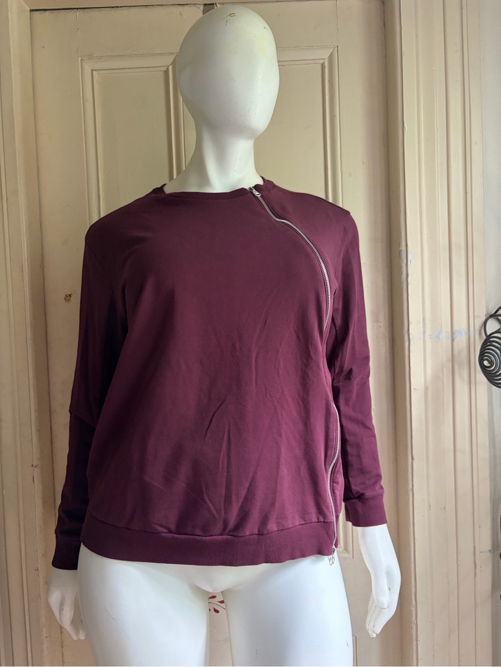 Universal Standard Asymmetric Zip Meridien Sweatshirt - Wine